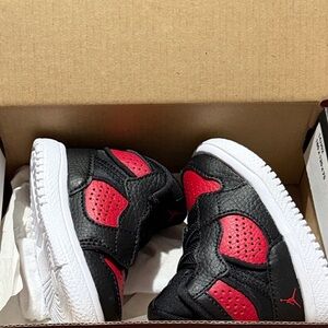 Jordan Black and Red Baby Sneakers